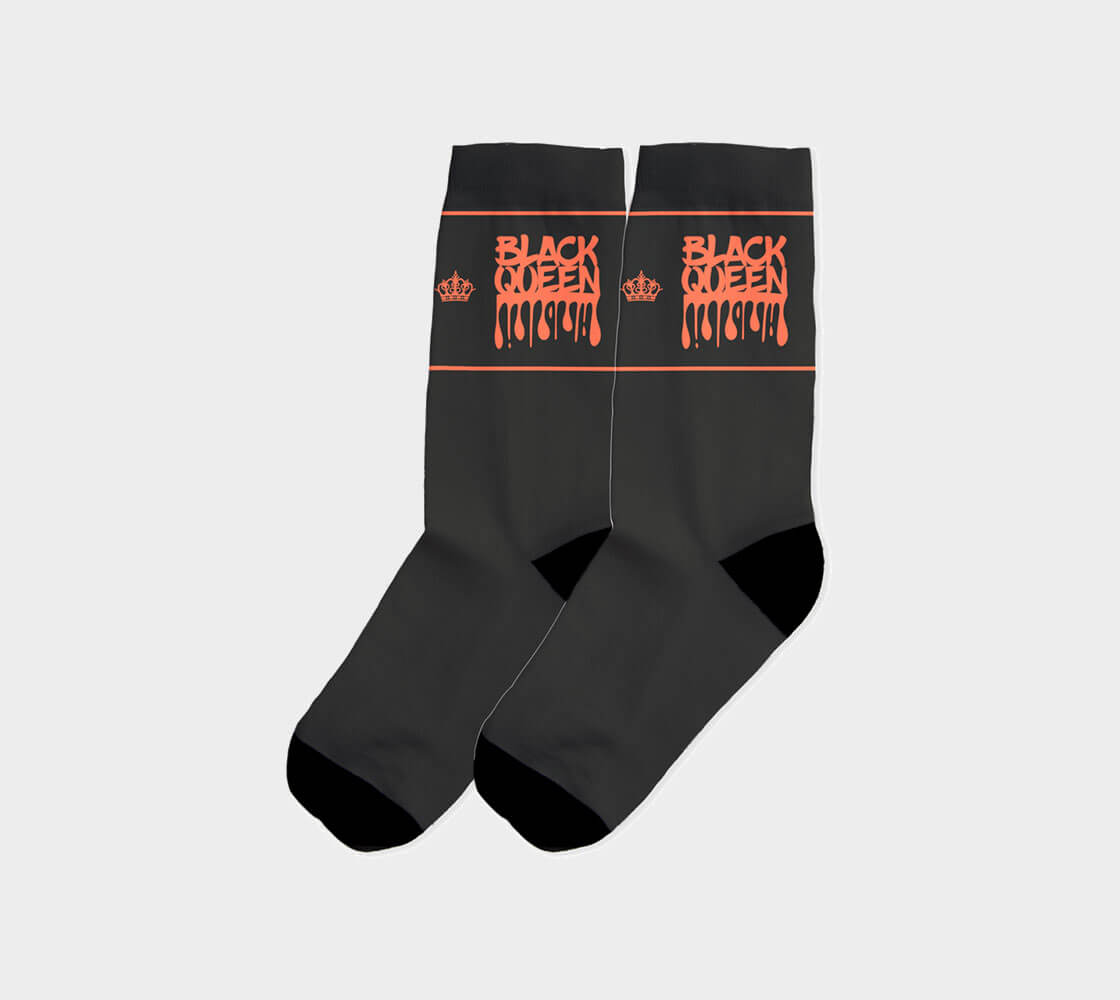 Black Queen v1 Dark - Charcoal/Burnt Sienna Socks