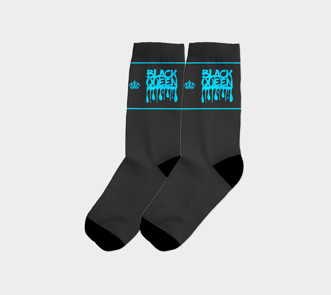 Black Queen v1 Dark - Charcoal/Sky Blue Socks