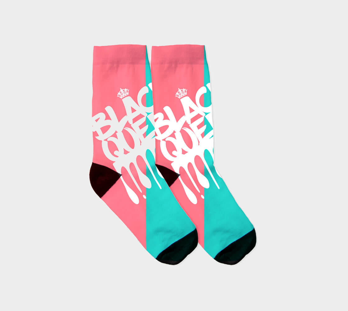Black Queen v2 - Froly Pink/Green Socks