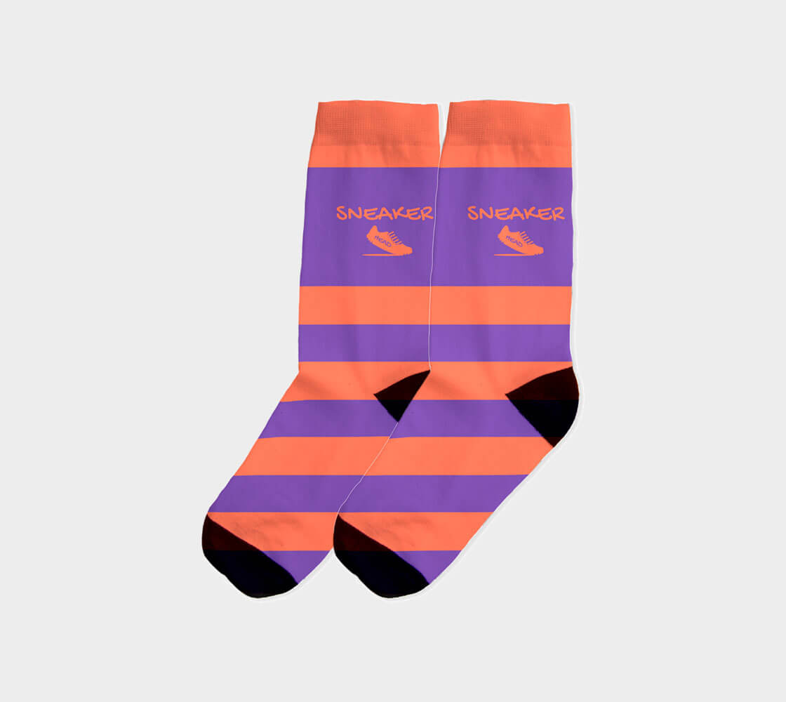 Sneakerhead v2 Stripes - Sienna/Purple Socks