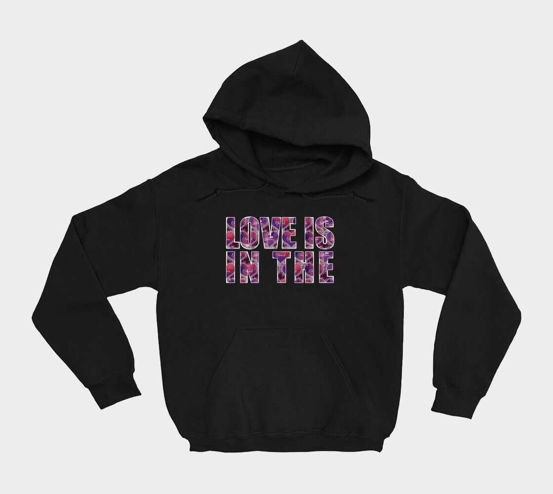Love is in the Heart - Block Letters - Black hoodie