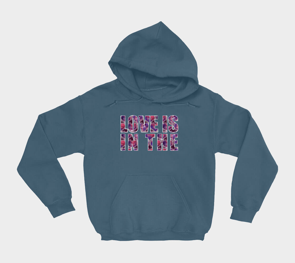 Love is in the Heart - Block Letters - Indigo hoodie