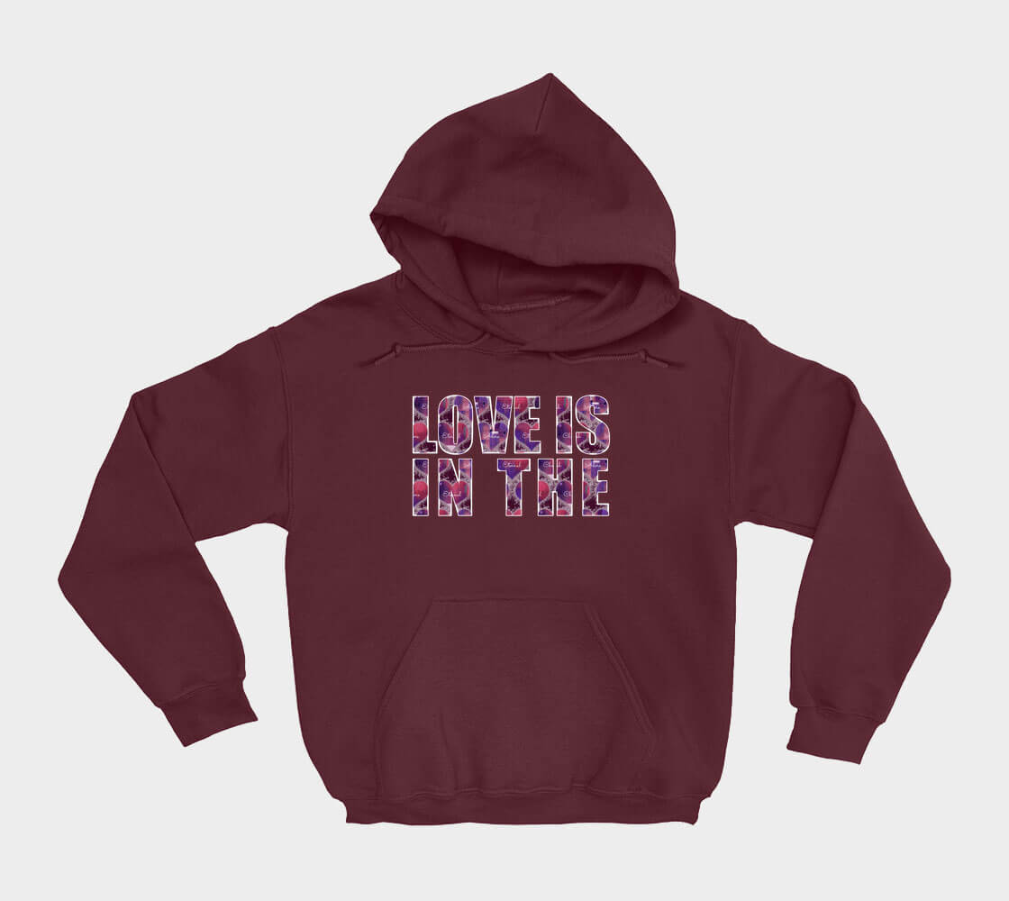 Love is in the Heart - Block Letters - Maroon hoodie
