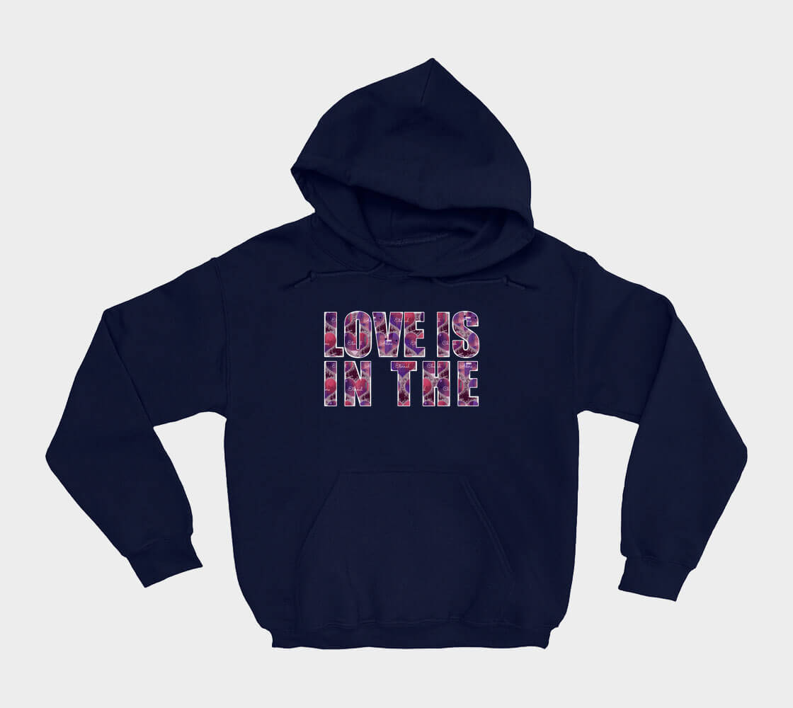Love is in the Heart - Block Letters - Navy hoodie