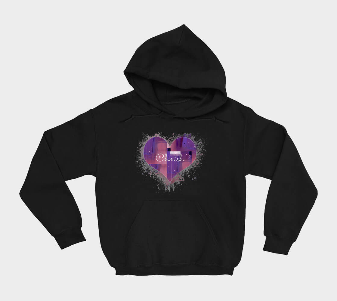 Love is in the Heart Cherish - Black hoodie