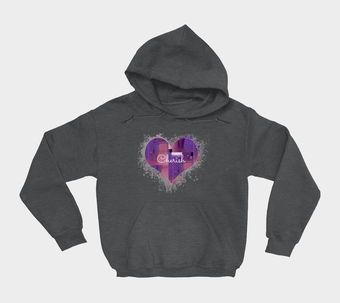 Love is in the Heart Cherish - Dark Grey hoodie