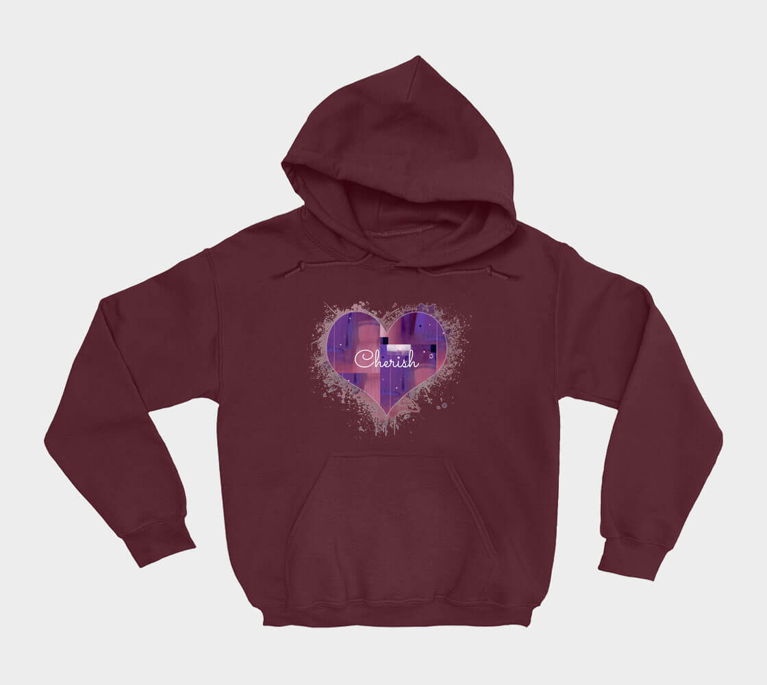 Love is in the Heart Cherish - Maroon hoodie