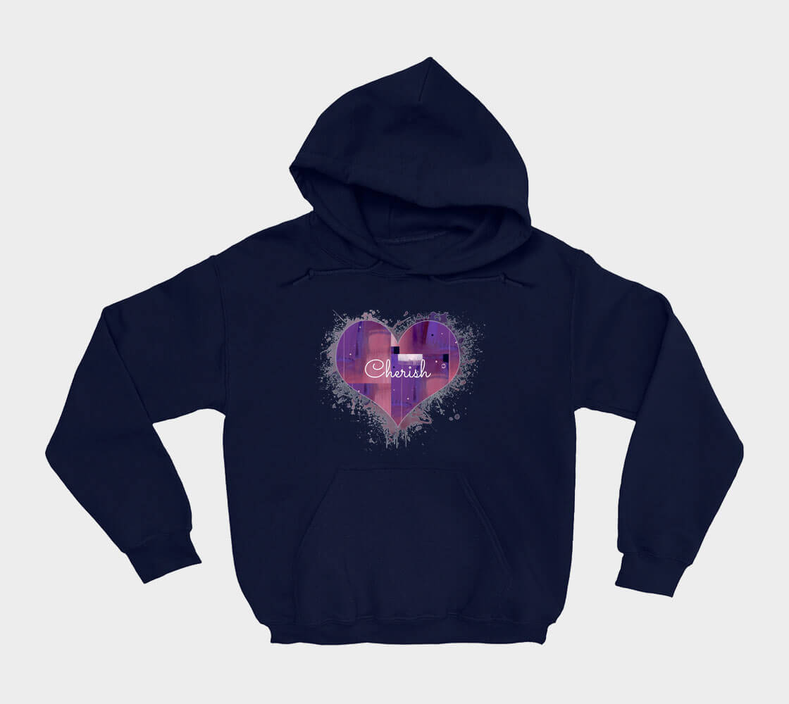 Love is in the Heart Cherish - Navy hoodie