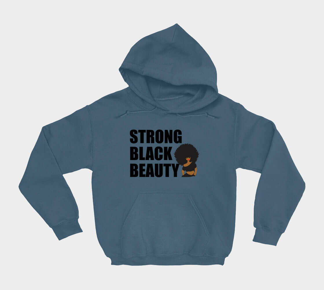 Strong Black Beauty - Indigo hoodie