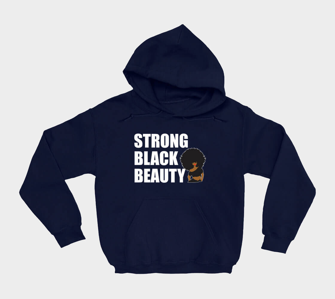 Strong Black Beauty - Navy hoodie