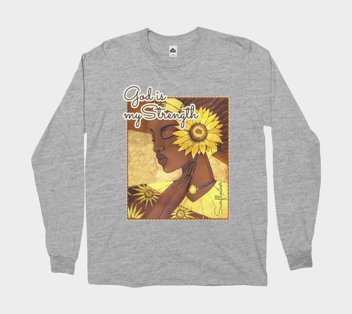 God is My Strength - Athletic Grey long sleeve Tee