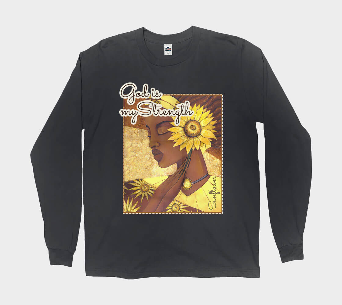 God is My Strength - Black long sleeve Tee