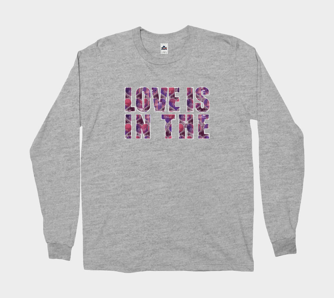 Love is in the Heart Block Letters - Athletic Grey long sleeve Tee
