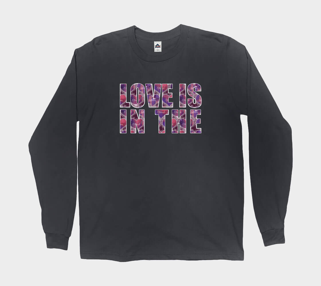 Love is in the Heart Block Letters - Black long sleeve Tee