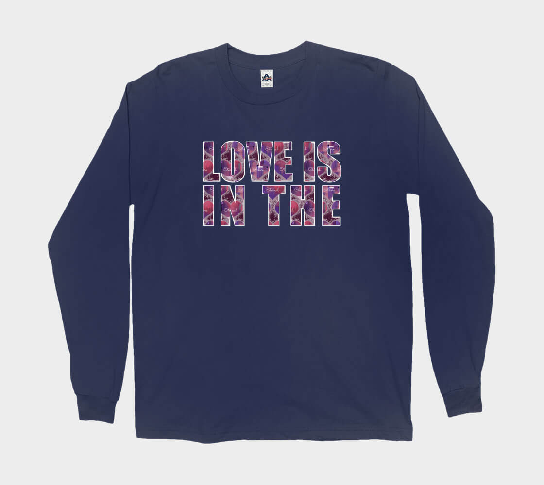Love is in the Heart Block Letters - Navy long sleeve Tee