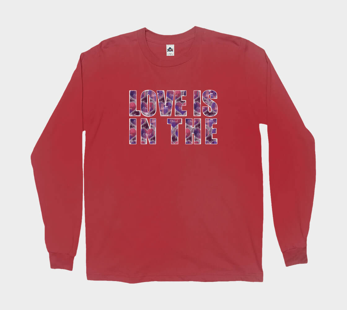 Love is in the Heart Block Letters - Red long sleeve Tee