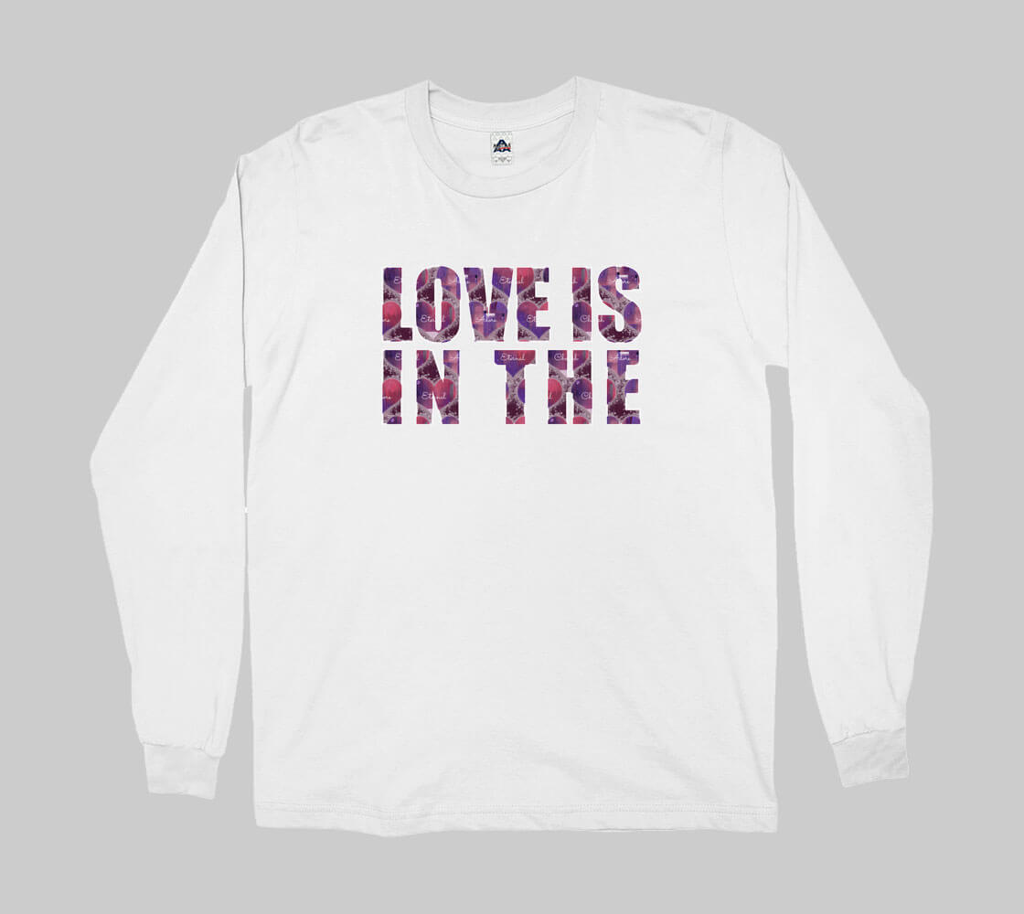 Love is in the Heart Block Letters -White long sleeve Tee