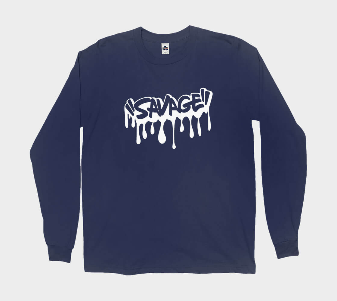 Savage - Navy long sleeve Tee