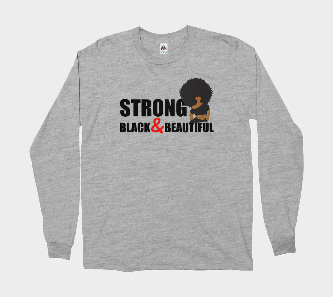 Strong Black and Beautiful Afro - Athletic Grey long sleeve Tee