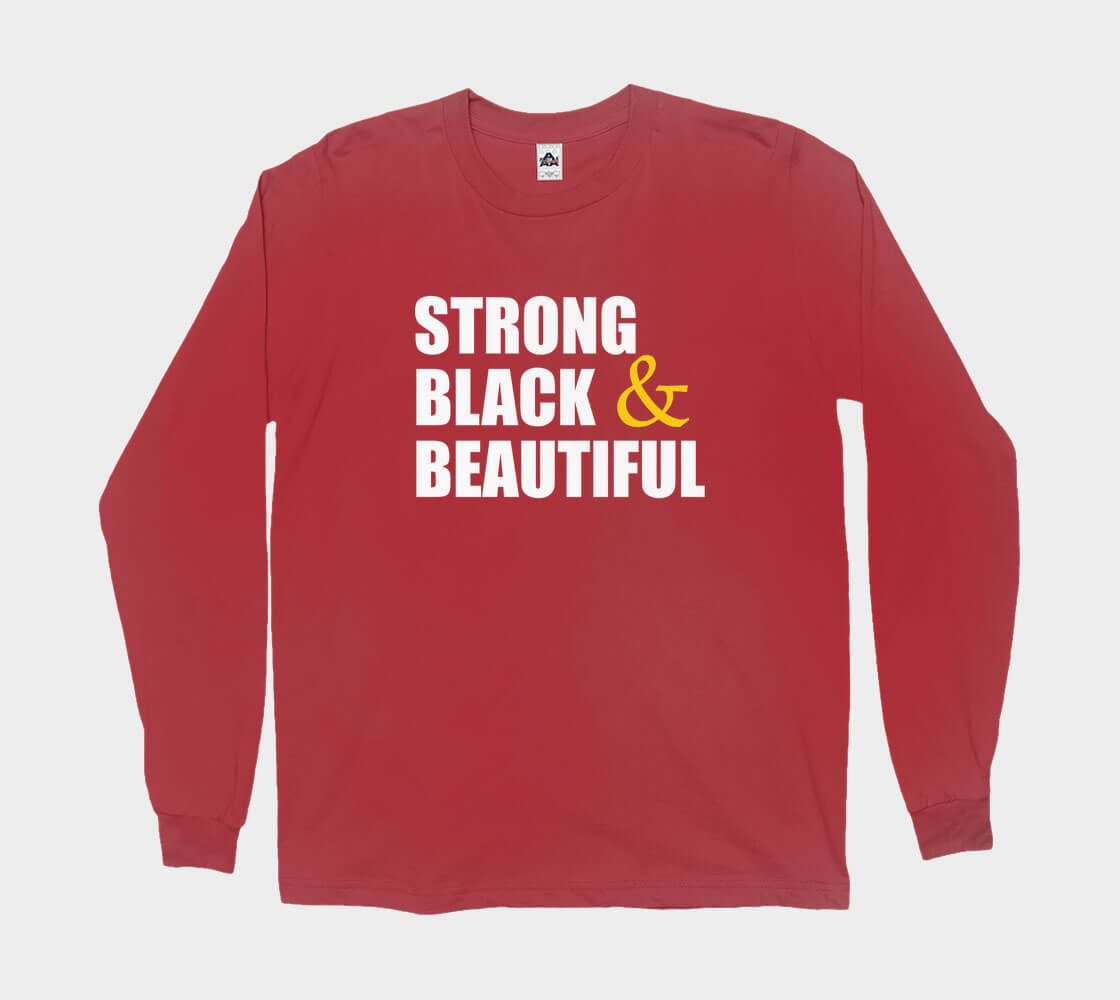 Strong Black and Beautiful Words- Red long sleeve Tee