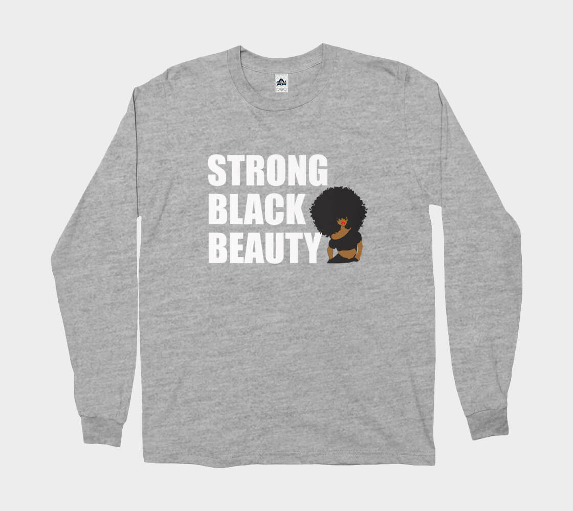 Strong Black Beauty - Athletic Grey long sleeve Tee