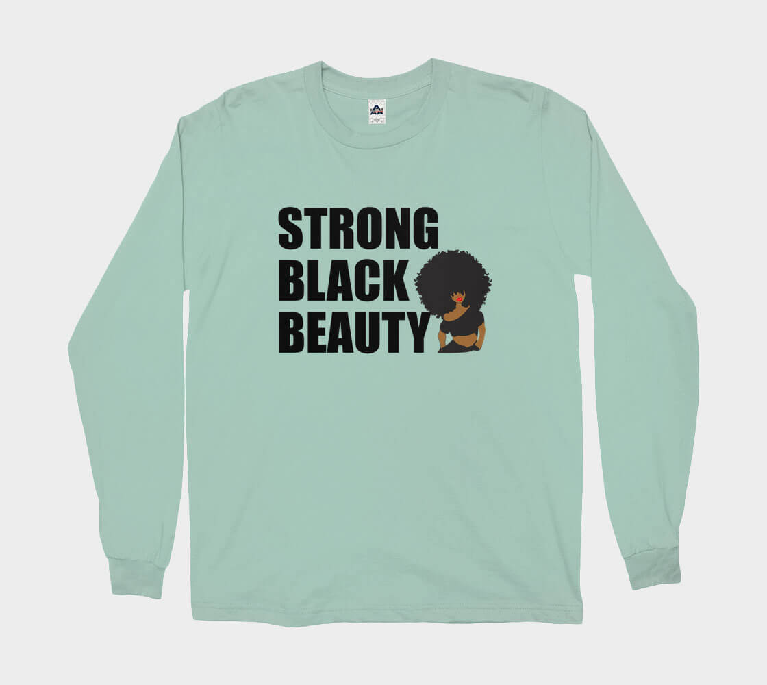 Strong Black Beauty - Celadon long sleeve Tee