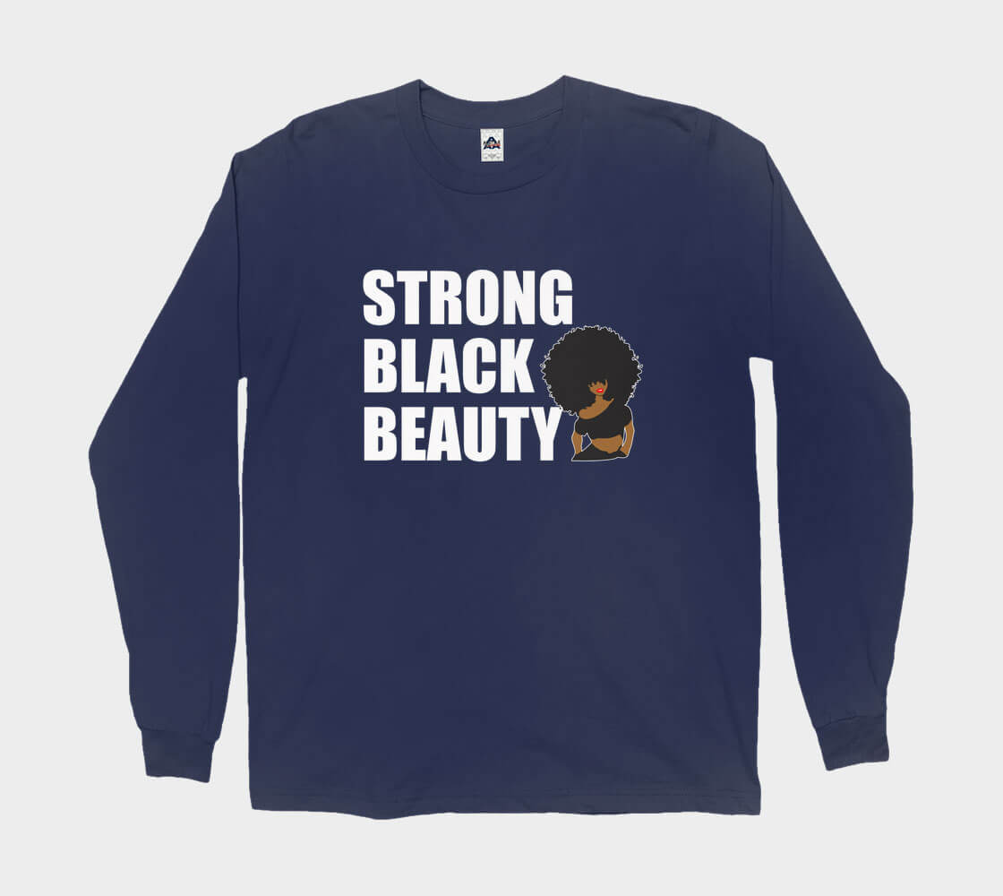 Strong Black Beauty - Navy long sleeve Tee