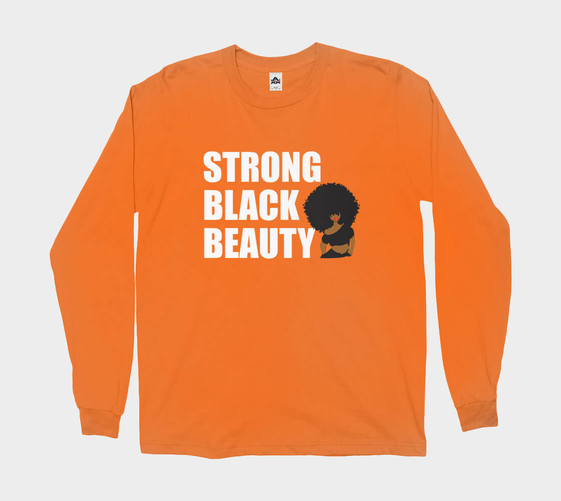 Strong Black Beauty - Orange long sleeve Tee
