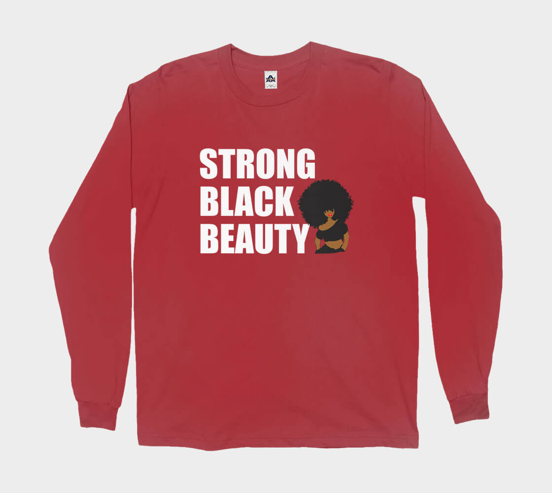 Strong Black Beauty - Red long sleeve Tee