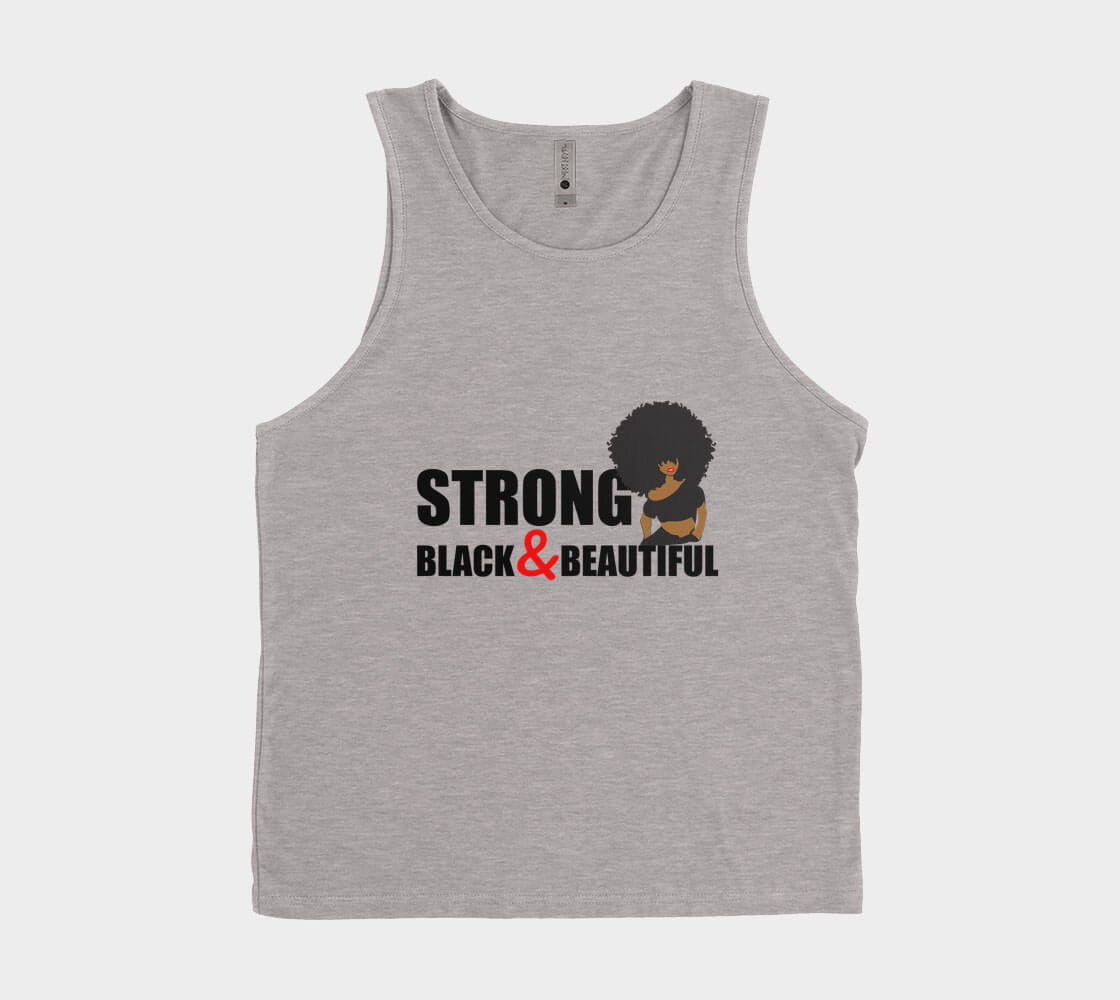 Strong Black and Beautiful Afro - Dark Heather Tank Top.