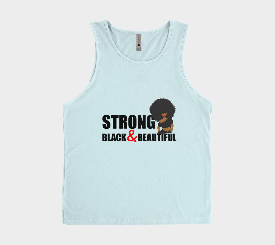Strong Black and Beautiful Afro - Ice Blue Tank Top.
