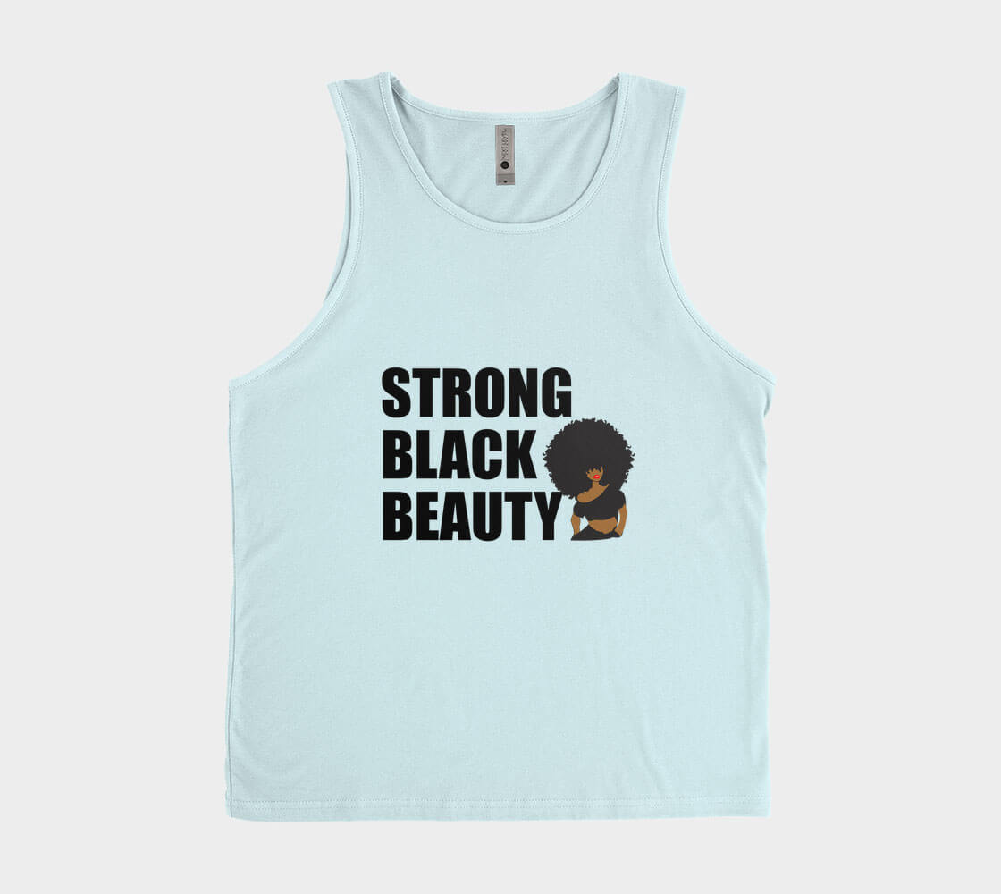 Strong Black Beauty - Ice Blue Tank Top.