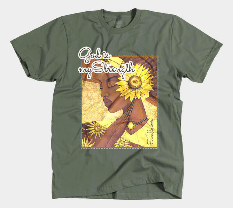 God is my Strength - Military Green tee