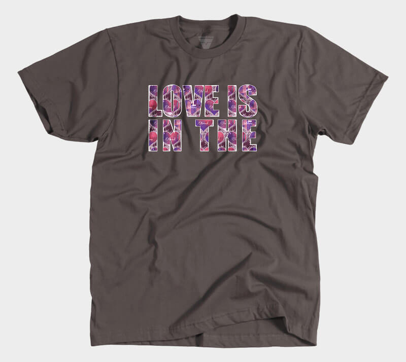 Love is in the Heart Block Letters - Chocolate tee
