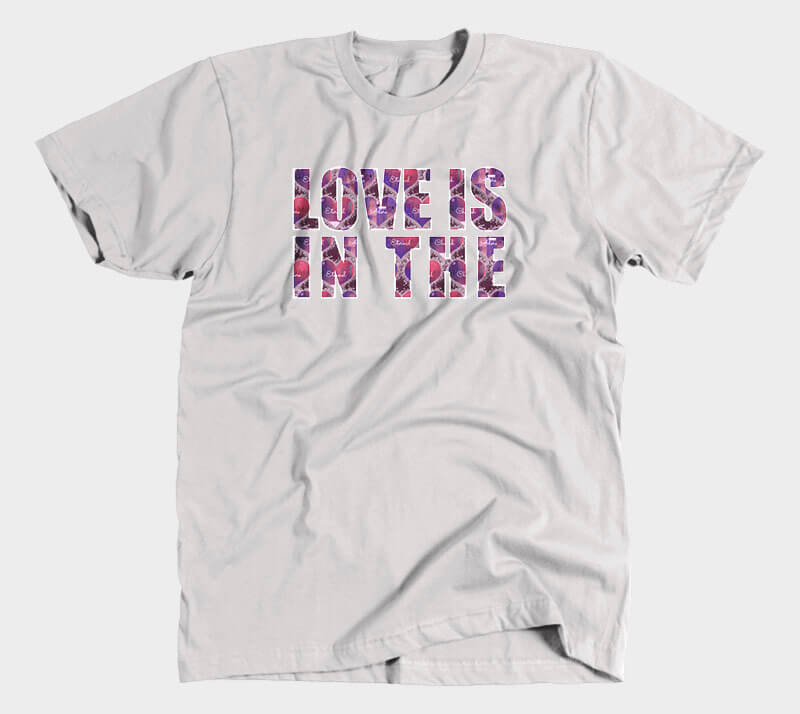 Love is in the Heart Block Letters - Heather Grey tee