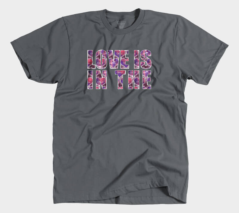 Love is in the Heart Block Letters - Heavy Metal tee