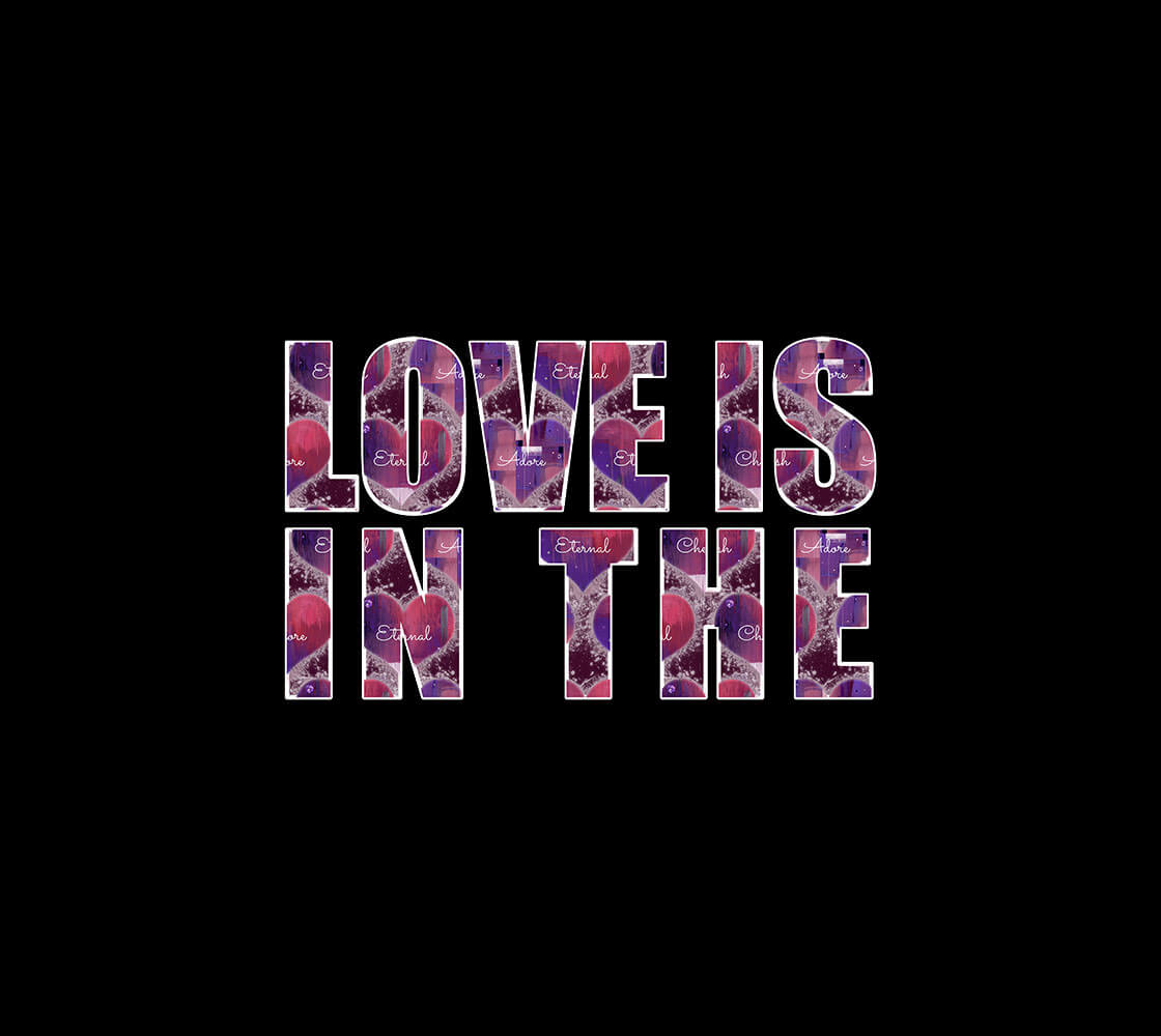 Love is in the Heart Block Letters T-Shirt Zoomed