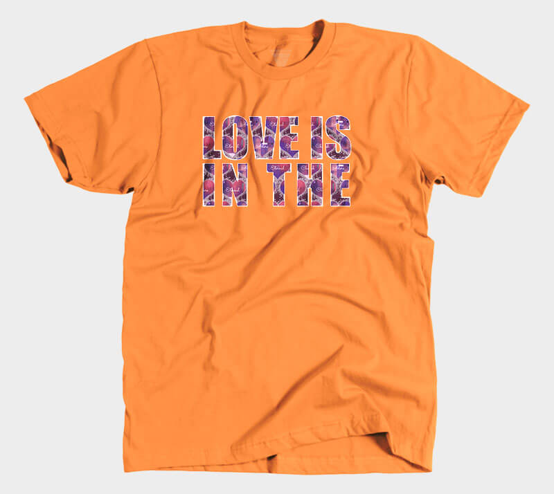 Love is in the Heart Block Letters - Orange tee