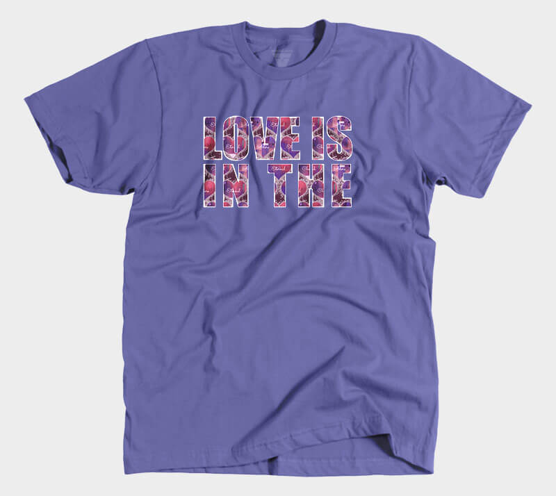 Love is in the Heart Block Letters - Purple tee