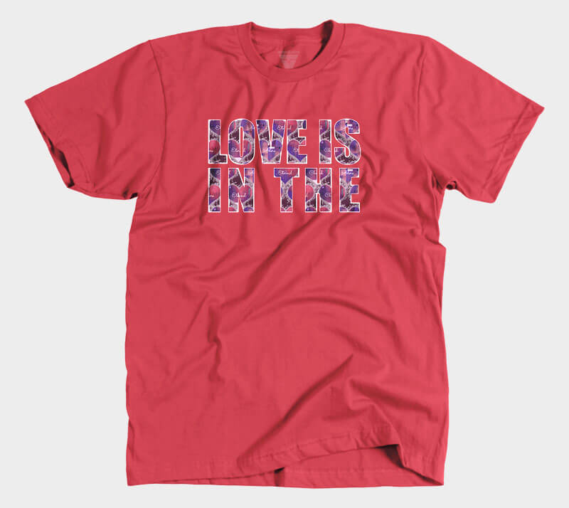 Love is in the Heart Block Letters - Red tee