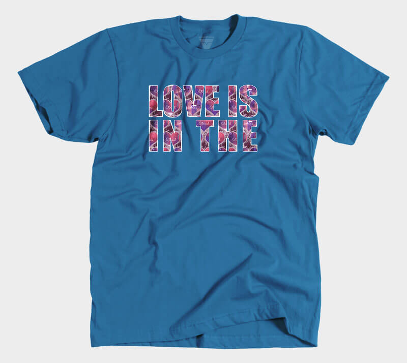 Love is in the Heart Block Letters - Royal Blue tee