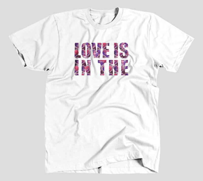 Love is in the Heart Block Letters - White tee