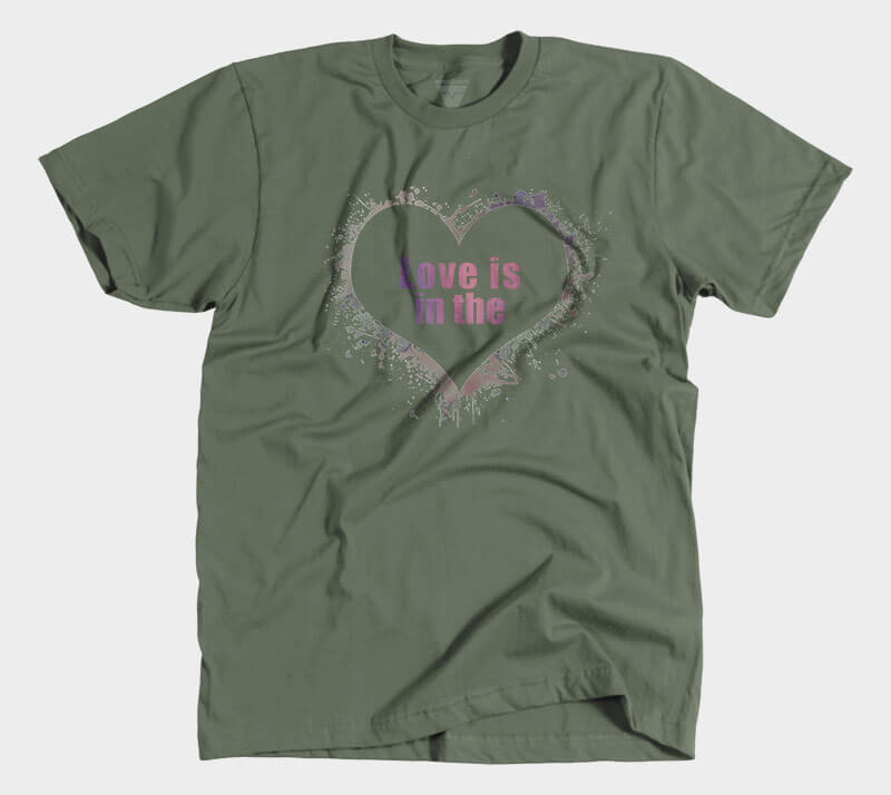 Love is in the Heart Silhouette - Military Green tee