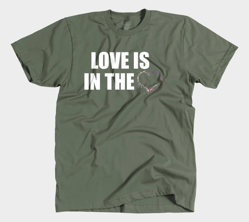 Love is in the Heart Silhouette v2 - Military Green tee