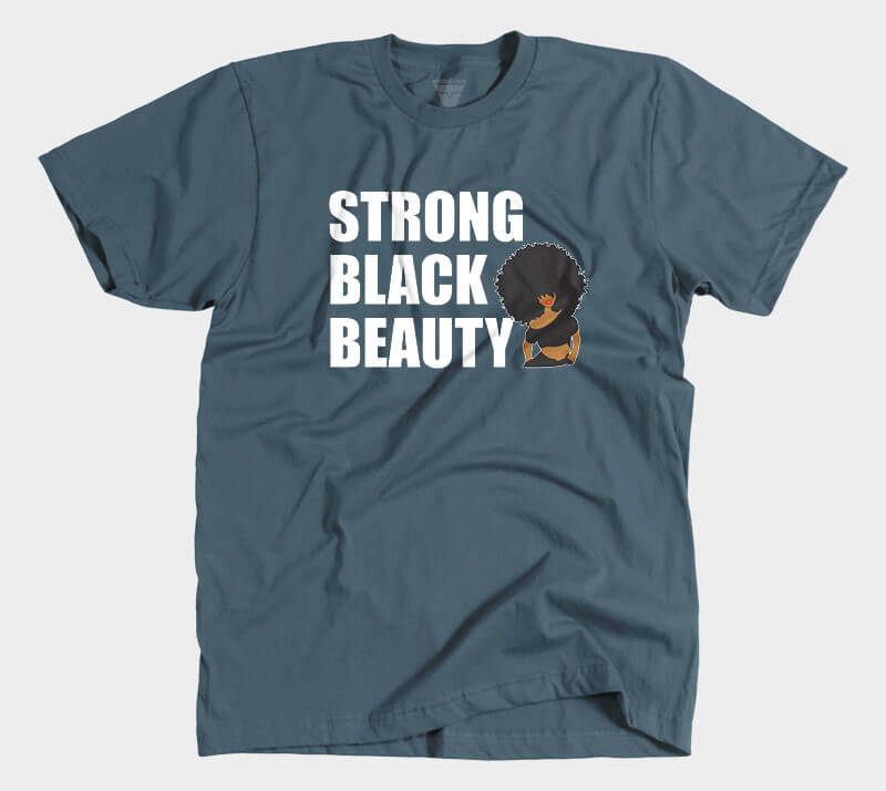 Strong Black Beauty - Indigo Tee.
