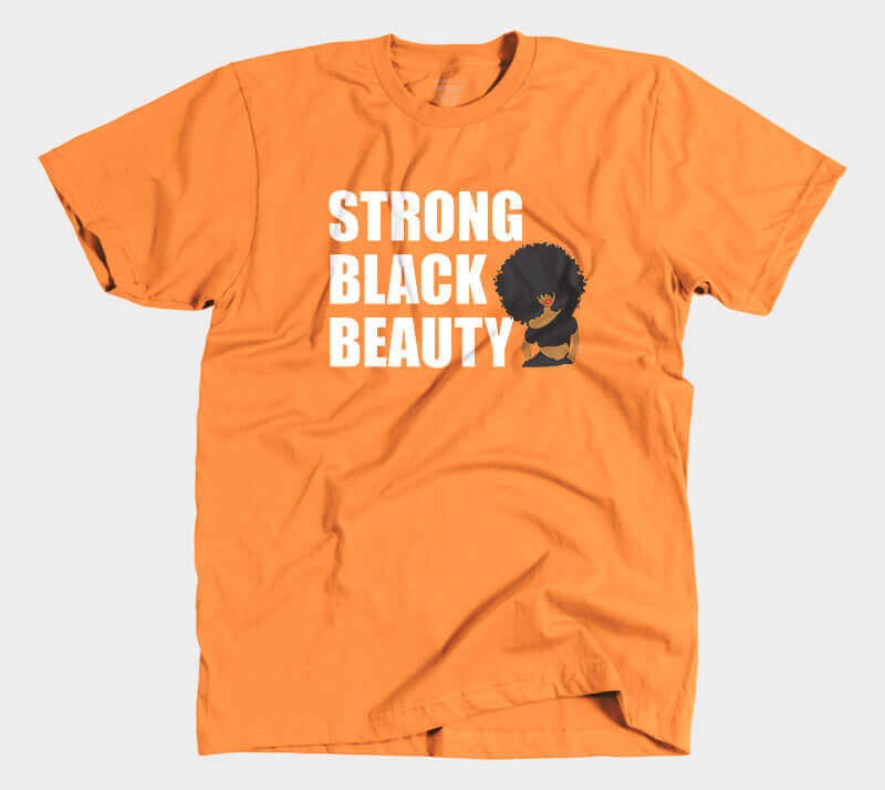 Strong Black Beauty - Orange Tee.