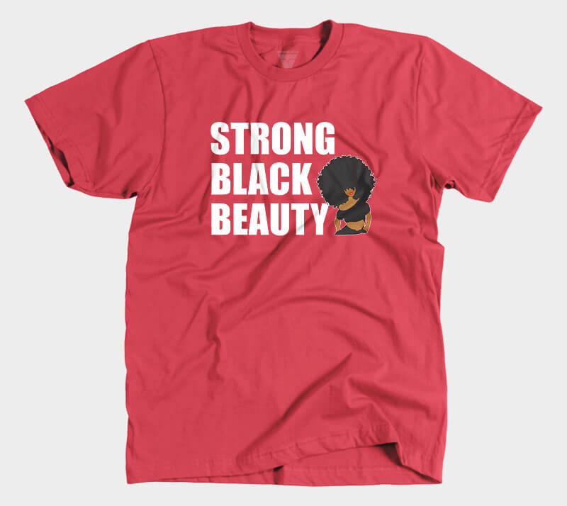 Strong Black Beauty - Red Tee.