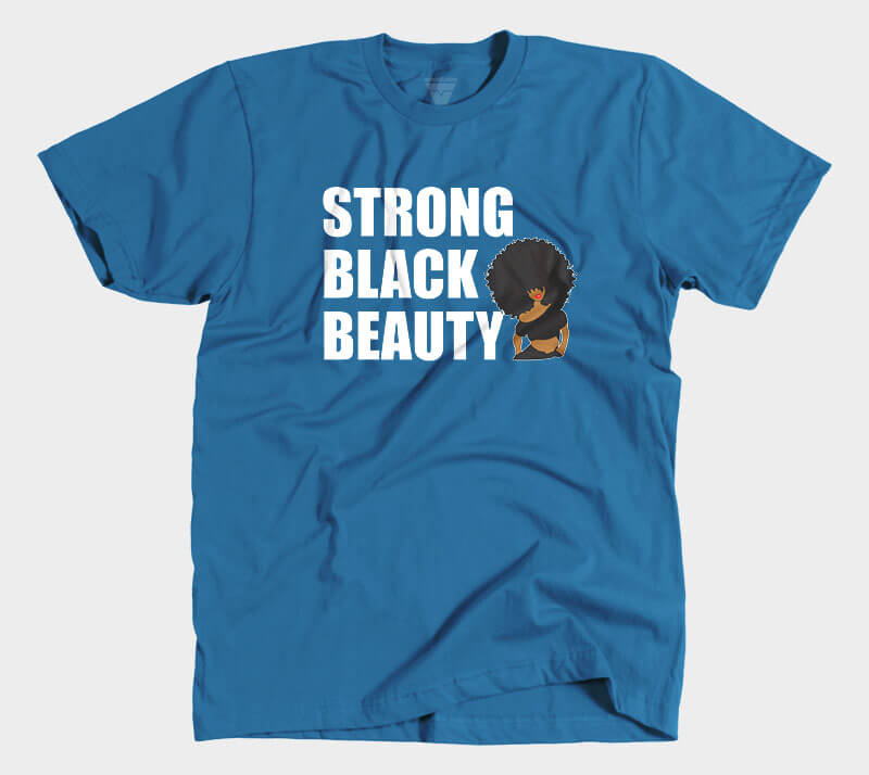 Strong Black Beauty - Royal Blue Tee.