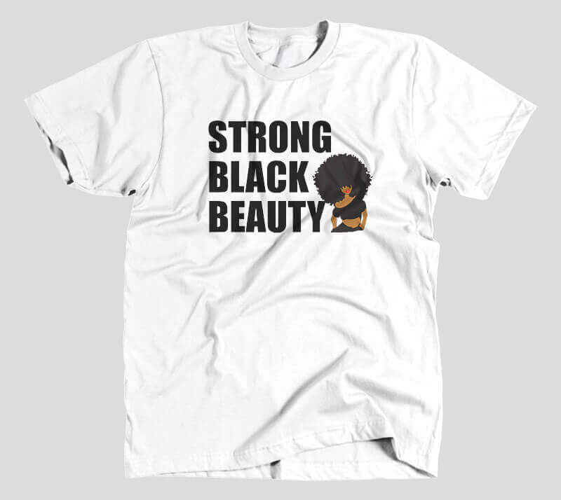 Strong Black Beauty - White Tee.