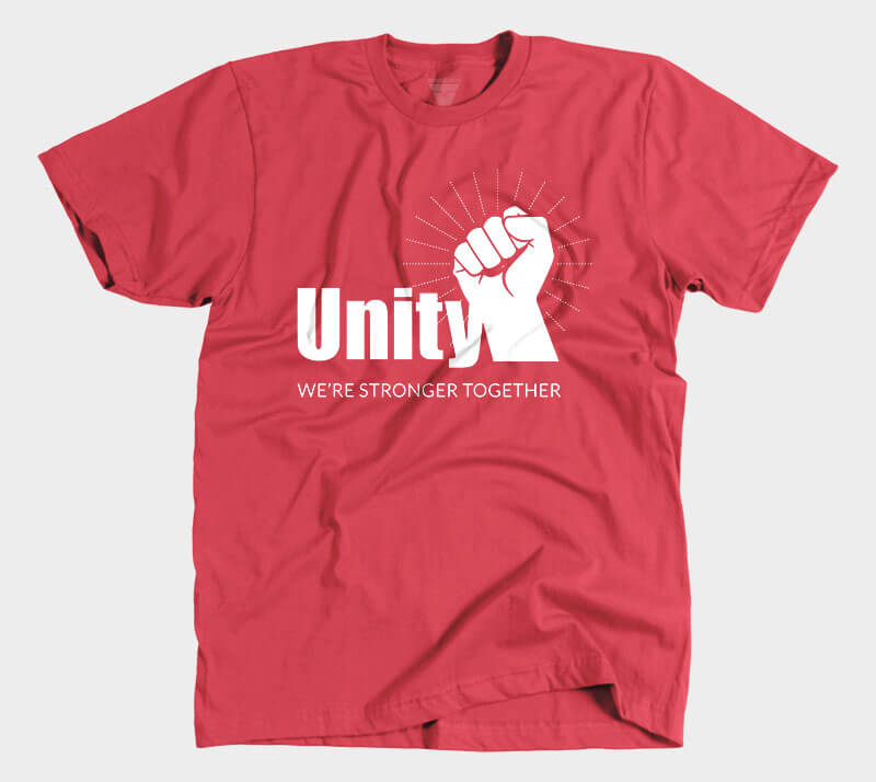 Unity We're Stronger Together - Red Blue Tee.